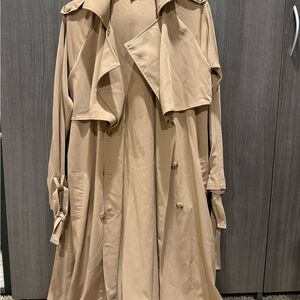 Princess Polly Tan Trench Coat with Belted Waist and Wide Lapels